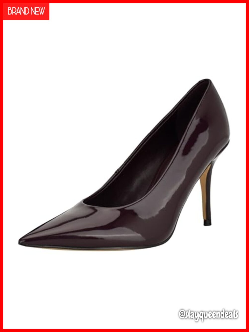 Pointy Toe Stiletto Heel Slip-On Dress Pump Faux Patent Leather Evening